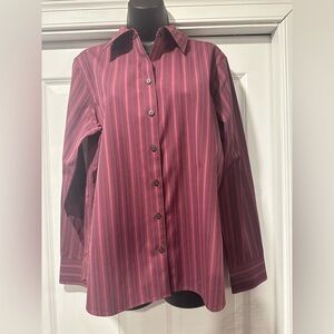 Striped Button-Up Shirt in Red and Purple